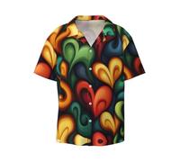Love Flows Again - Camicia da uomo a maniche corte con colletto cubano e bottoni, stile casual, per spiaggia, resort e vacanze, Nero, Medium-5X-Large