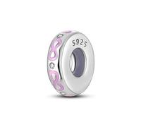 Love For Eternity Infintiy Cancer - Ciondolo distanziatore a forma di nastro rosa, in argento Sterling 925, compatibile con braccialetti Pandora