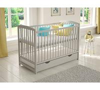Love For Sleep Culla Neonato 120x60cm con Materasso Aloe Vera Grigio JACOB Culla Neonato Legno - Lettino Neonato Trasformabile Legno Pino Baby bed, Lettino Bambino 0-3 ANNI