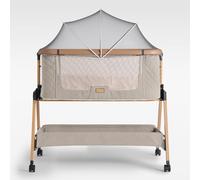 Love For Sleep SnooBee Next To Me Culla Co-Sleeping & Lettino per Bambini - 6 livelli di altezza, ruote, materasso, lati in mesh traspirante con zanzariera (0-6 mesi) - Kaki/Pino