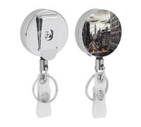 Love from New York - Porta badge retrattile con robusta clip a coccodrillo, porta badge infermieristico, portachiavi per impiegati, insegnanti, donne