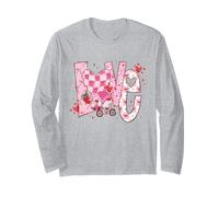 Love Gnomo Bicicletta Cuori Carino San Valentino Rosa Pattern Maglia a Manica