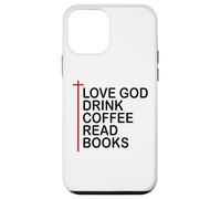 Love God Drink Coffee Read Books Lover Christian Jesus Cross Custodia per iPhone 12 mini
