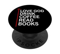 Love God Drink Coffee Read Books Lover Jesus Cross Christian PopSockets PopGrip Adesivo