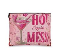 Love God'S Mess - Trousse per trucchi con cuori di pesca, borsa da viaggio per donne, organizer portatile in tela con cerniera, borsa per la cura della pelle di San Valentino, Pesca, 7x9 Inch, Cuori