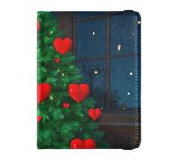 Love Green Merry Christmas Tree Custodia protettiva in pelle decorativa per passaporto e carta di vaccino, custodia protettiva per passaporto e passaporto da viaggio, impermeabile, Amore verde Buon