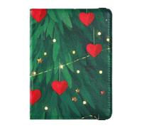 Love Green Merry Christmas Tree Leather decorativo passaporto libro titolare di viaggio documenti organizzatore protezione passaporto caso documenti di viaggio portafoglio impermeabile, Amore verde