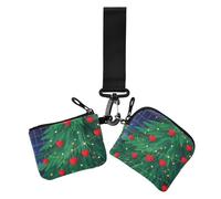 Love Green Merry Christmas Tree - Portafoglio da donna con portamonete, piccolo portafoglio staccabile con portachiavi, per donne, confezione da 2, Amore verde Buon albero di Natale, 1 size, Casual