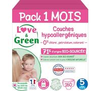 Love & Green Pannolini Taglia 5 (11-25 kg) - Confezione da 1 mese (160 strati)