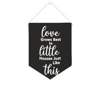 Love Grows Best In Little Houses Just Like This - Striscione in tela motivazionale da appendere alla parete, striscione decorativo per la casa, per soggiorno, camera da letto, ufficio, regali per le