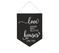 Love Grows Best In Little Houses Like This - Striscione in tela motivazionale da appendere alla parete, striscione decorativo per la casa, per soggiorno, camera da letto, ufficio, regali per le