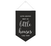 Love Grows Best In Little Houses Like This - Striscione in tela motivazionale da appendere alla parete, striscione decorativo per la casa, per soggiorno, camera da letto, ufficio, regali per le