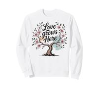 Love Grows Here, Albero Floreale, Design Naturale Felpa