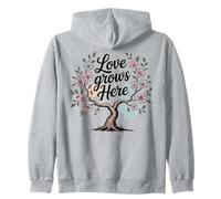 Love Grows Here, Albero Floreale, Design Naturale Felpa con Cappuccio