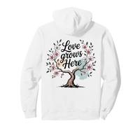 Love Grows Here, Albero Floreale, Design Naturale Felpa con Cappuccio