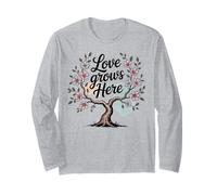 Love Grows Here, Albero Floreale, Design Naturale Maglia a Manica