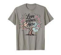 Love Grows Here, Albero Floreale, Design Naturale Maglietta