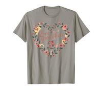 Love Grows Here, Design Floreale a Forma di Cuore Cottage Maglietta