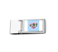 Love Grows Here, portafoglio da tasca in acciaio inox con clip per banconote, motivo cactus art déco