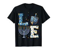 Love Hanukkah Menorah Dreidel e Modelli d'oro Maglietta