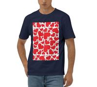 Love Heart - Camicia casual a maniche corte da uomo, in morbido tessuto elasticizzato, comoda, vestibilità moderna, per casa e salotto, blu navy, 3XL