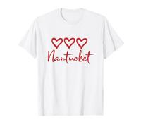 Love Heart Nantucket Rustic Red Hearts Loves Beach Cape cod Maglietta
