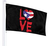 Love Heart With Puerto Rico Flag 3x5 Ft Outdoor Double Sided 100% Polyester Duty Durable Flags With Preset Hole For Home Office Garden Holiday Decorations