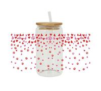 Love Hearts UV DTF Cup Transfer Sticker, Per 16 Vetro Acqua Adesivi San Valentino, Cuori Trasferimento Uvdtf