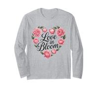 Love in Bloom - Cuore Floreale con Tipografia Maglia a Manica