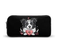 Love is Border Collie, astuccio grande capiente, astuccio per penne e articoli di cancelleria, trousse per il trucco