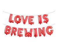 Love is Brewing - Palloncini multicolore a tema caffè, per bar, addio al nubilato, feste di fidanzamento, decorazione per feste di fidanzamento (Love is Brewing, rosso)