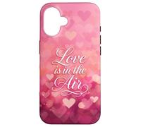 Love is in the Air Pink Hearts Valentine Custodia per iPhone 16
