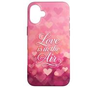 Love is in the Air Pink Hearts Valentine Custodia per iPhone 16 Plus