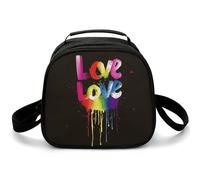 Love Is Love - Borsa portapranzo a tracolla, isolata, piccola, con tracolla regolabile, riutilizzabile, per lavoro, picnic, viaggi