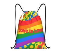 Love Is Love Dots LGBT Borsa Palestra Regolabile Borsa con Coulisse Pieghevole Zaini per All'Aperto Nuoto Bambino 36X42Cm