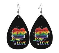 Love Is Love Heart Lgbt Pride Orecchini in pelle per le donne Ciondola l'orecchino con pendente a goccia con gancio Regali per ragazza adulta