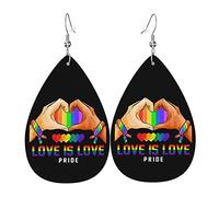 Love Is Love Heart Lgbt Pride Orecchini in pelle per le donne Ciondola l'orecchino con pendente a goccia con gancio Regali per ragazza adulta