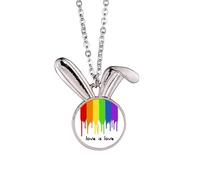 Love is Love LGBT - Collana con ciondolo a forma di coniglietto color arcobaleno, idea regalo