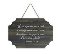 Love Is Patient Kind Corinthians 1 Corinthians 13:4.7 8 Cartello rustico in legno decorativo da appendere cartello decorativo da parete per soggiorno, camera da letto, porta, finestra, regali di