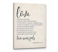 Love is Patient, Love is Kind Canvas Wall Art - 1 Corinthians 13:4-8 Scripture Print, Christian Home Decor(Framed,16x24inch(40x60cm))