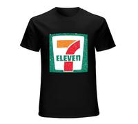 LOVE IS PERFECT 7 Eleven Logo Men's White Cotton Seven 11 Men's Short Sleeve T-Shirt Black L