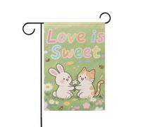 Love Is Sweet Animal Bunny Cat bandiere da cortile all'aperto bandiere e striscioni per la decorazione del cortile 12x18 doppia faccia
