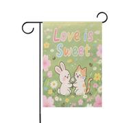 Love Is Sweet Animal Bunny Cat primavera bandiere all'aperto banner per la decorazione del cortile 12x18 double sided