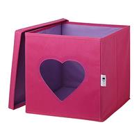 LOVE IT STORE IT - Cubo Portaoggetti Con Coperchio - Tessuto Ultra Resistente - Pieghevole - Molto Stabile - Per Cameretta Bambini - Compatibile Kallax - 30x30x30cm - Rosa Con Disegno Di Cuore