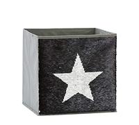 LOVE IT STORE IT - Cubo Portaoggetti Senza Coperchio - Paillettes Reversibili - Pieghevole - Molto Stabile - Per Cameretta Bambini - Compatibile Kallax - 32x32x32 cm - Grigio con Disegno Stella