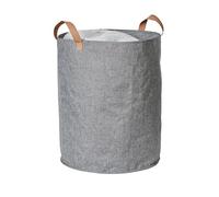 LOVE IT STORE IT Cesto Portabiancheria Premium Grande, Robusto, Manici in Pelle Vegana, Tessuto Grigio, 40x40x45 cm, Versatile e Elegante