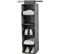 LOVE IT STORE IT - Mensola Sospesa Premium - Organizer Armadio Da Appendere - Lino - Pieghevole - Rinforzi in Legno E Cartone - Con 5 Scomparti - Stabile - Grigio - 30x30x100cm