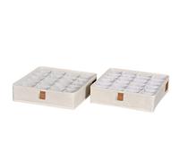 LOVE IT STORE IT - Organizer per Cassetti Elegante e Pieghevole, 24 Scomparti, Set da 2, Tessuto Premium, Rinforzi in Cartone, 30x30x8cm, Beige
