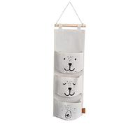 LOVE IT STORE IT - Premium - Portaoggetti Da Appendere - Lino-Cotone - Home Organizer Con 3 Grandi Tasche - Per La Cameretta Dei Bambini - Con Motivo - 58x20 cm - Beige