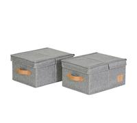 LOVE IT STORE IT Premium - Scatola per Armadio S, Grigio, Set di 2 | Scatola Porta Oggetti Con Coperchio In Tessuto Cotone-Lino - Set di 2 Pezzi Contenitore Medi - Robusti , 25x33x16 cm Ciascuna